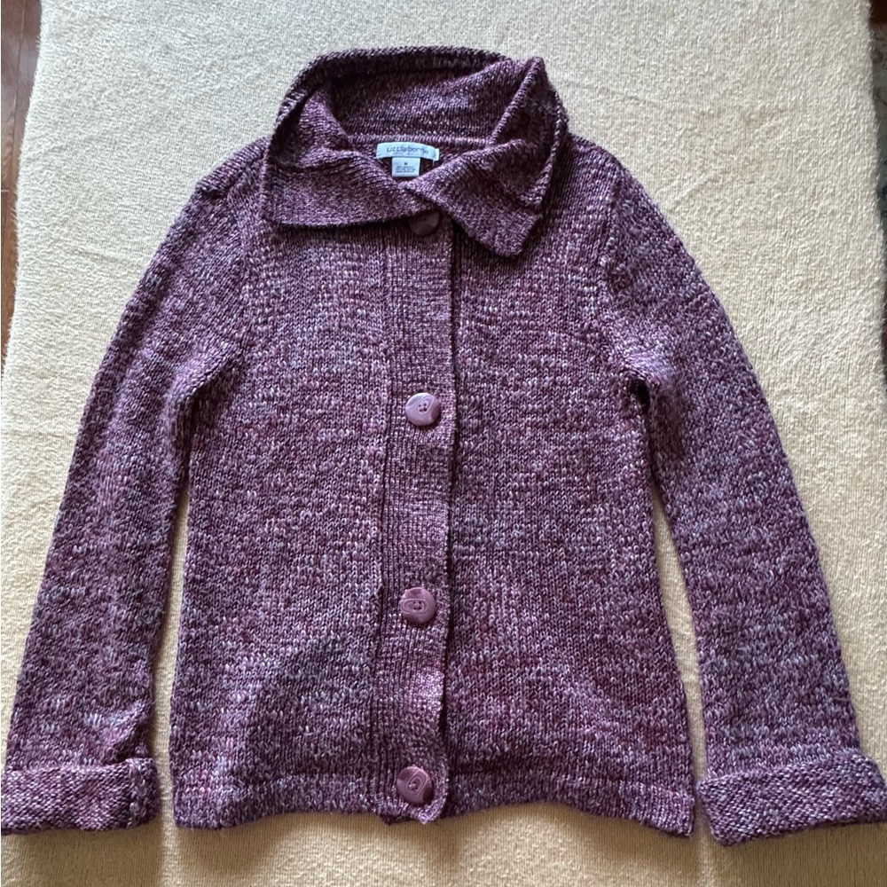 Liz Claiborne Purple Knit Cardigan Sweater